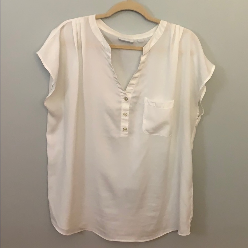 NEw York & Company Sheer White Blouse